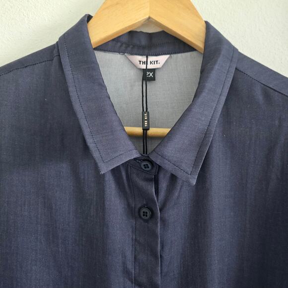 *NWT The Kit Annie Button Up Shirt Tunic Size 2X Floral Oversized Viscose Satin - Picture 5 of 10